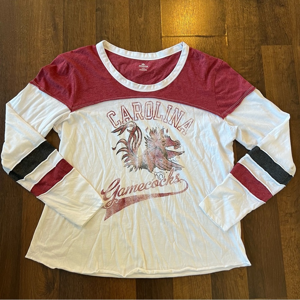 Xl South Carolina Gamecocks distressed 3/4 length t-shirt